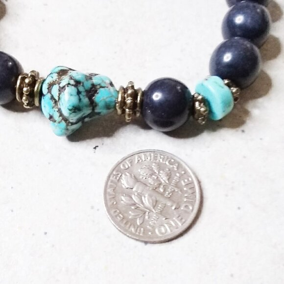 Turquoise Magnesite & Chunky Beads! Rustic SouthWestern Vibes Beaded Bracelet #2 - Picture 6 of 7